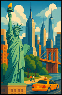Discover New York City A Vibrant Illustration of Iconic Landmarks