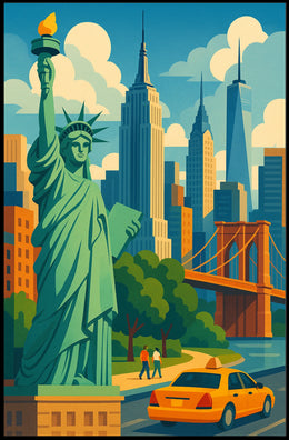 Discover New York City A Vibrant Illustration of Iconic Landmarks