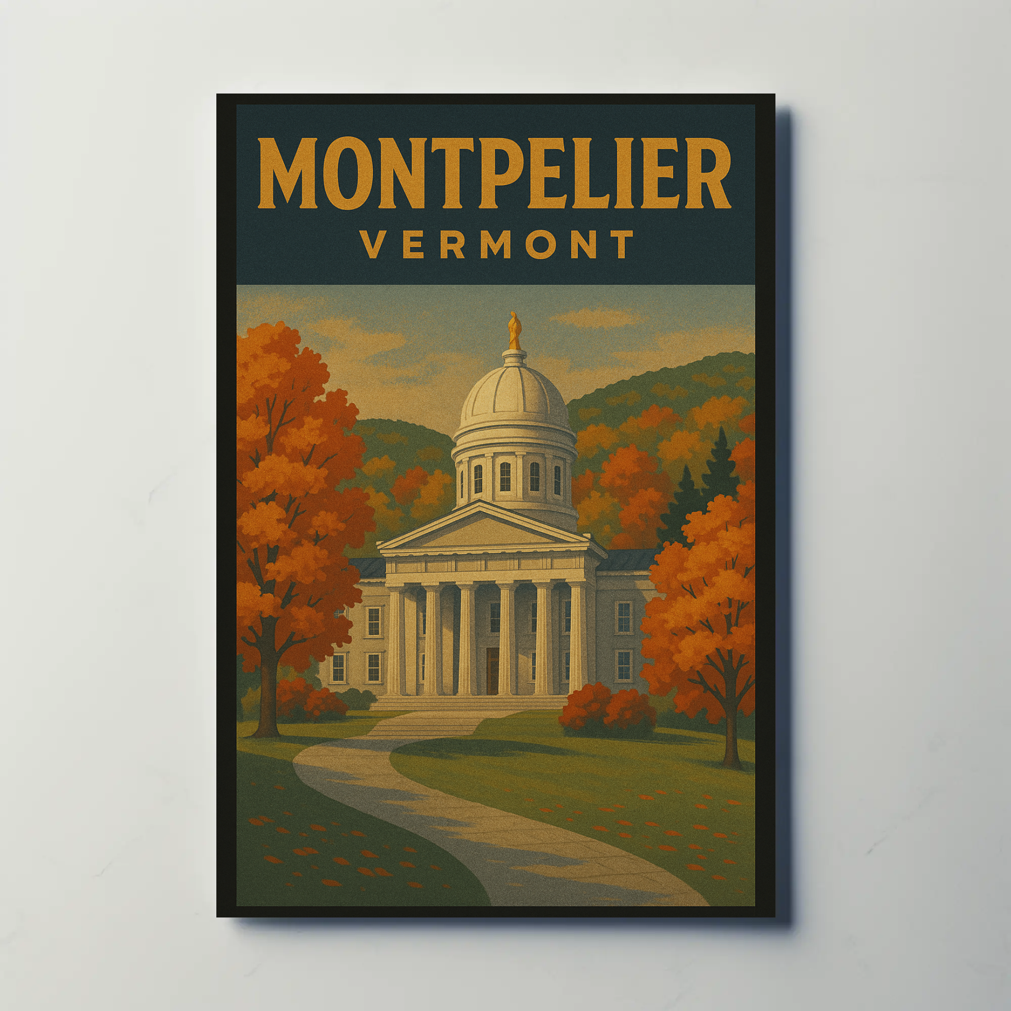 Vermont State House Autumn Travel Poster