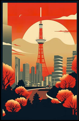 Autumn Skyline: Tokyo Tower at Sunset Poster