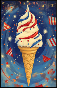 Vibrant Ice Cream Swirl Artwork With Confetti Poster