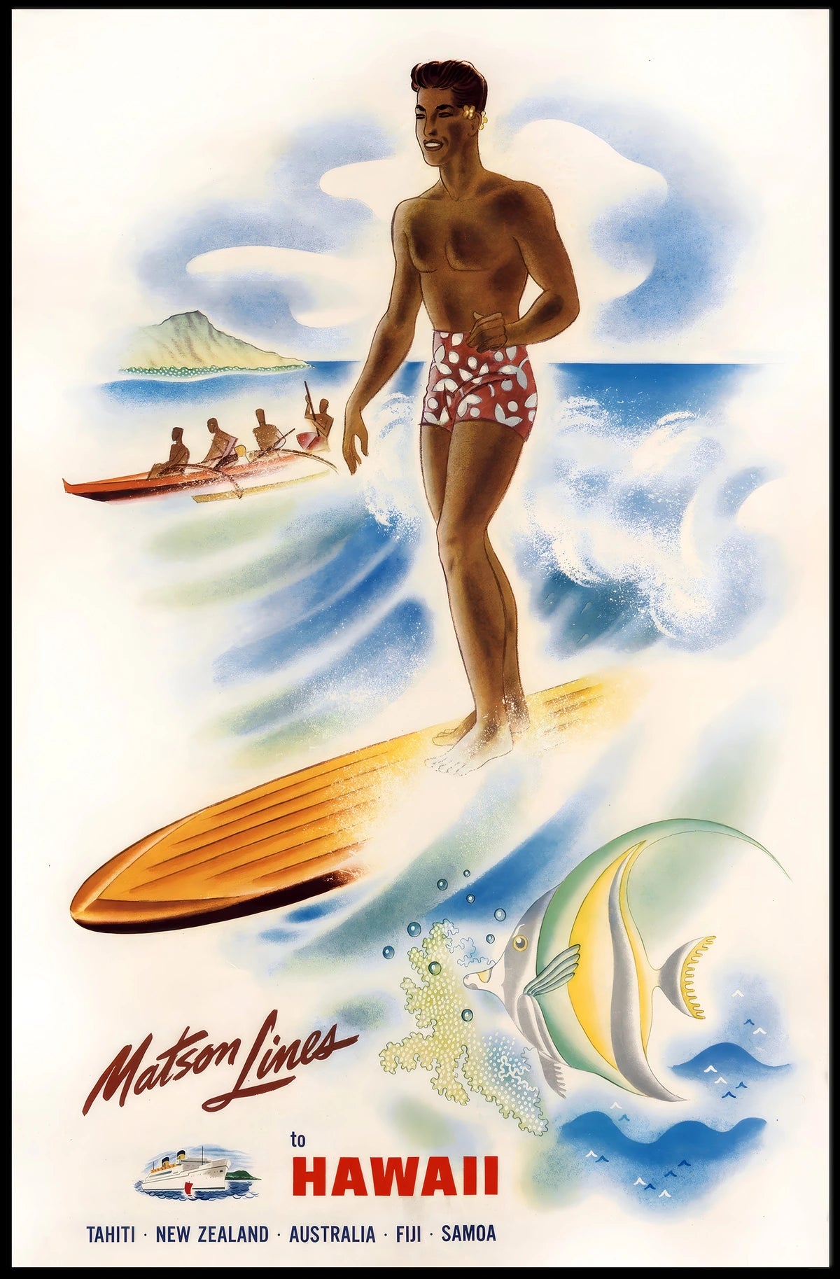 Tropical Adventure With Matson Lines Poster