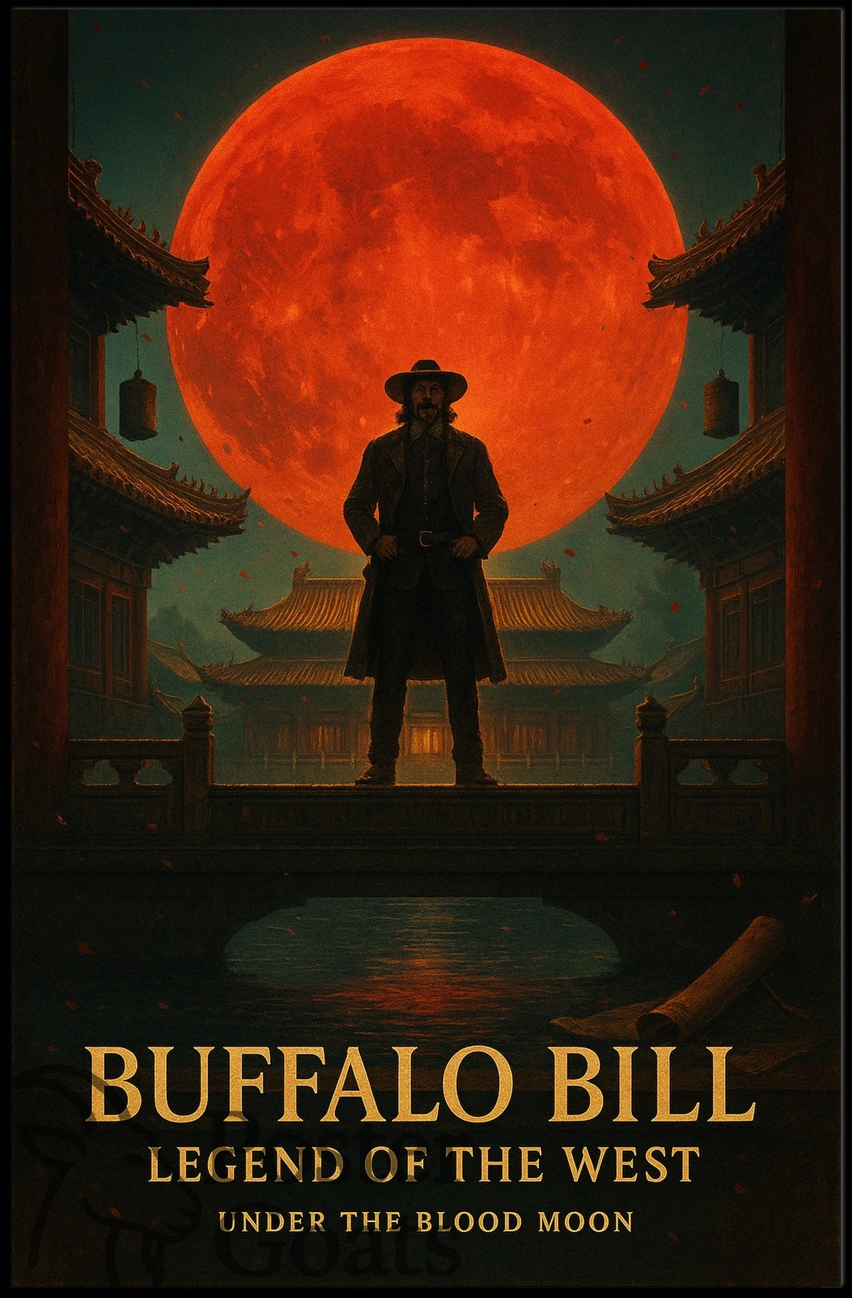Buffalo Bill Under Blood Moon Cultural Heritage Poster