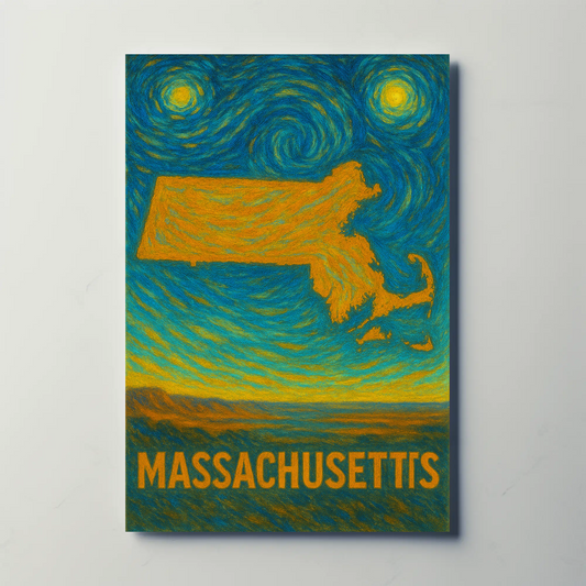 Massachusetts Starry Night Poster