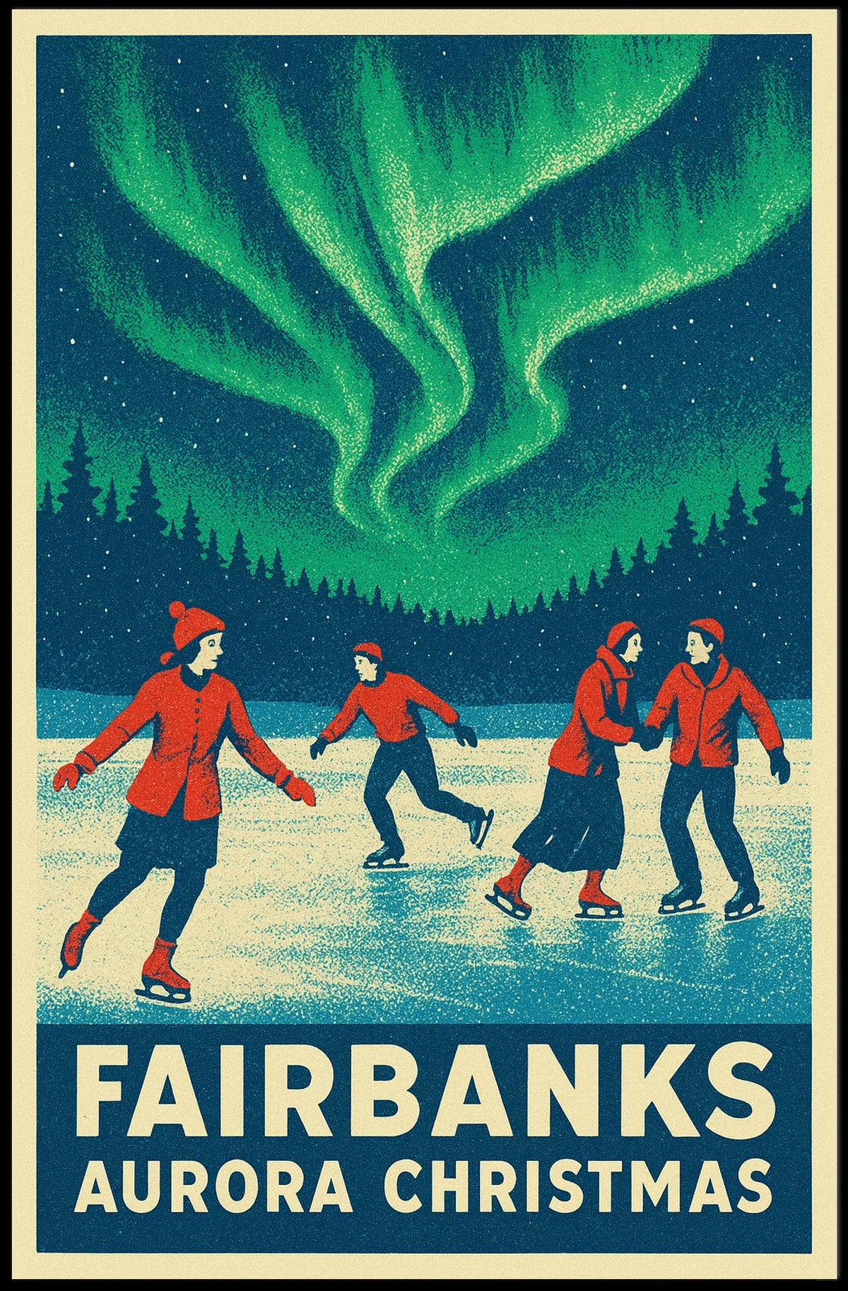 Fairbanks Aurora Christmas Poster