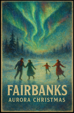 Fairbanks Aurora Christmas Night Sky Landscape Poster