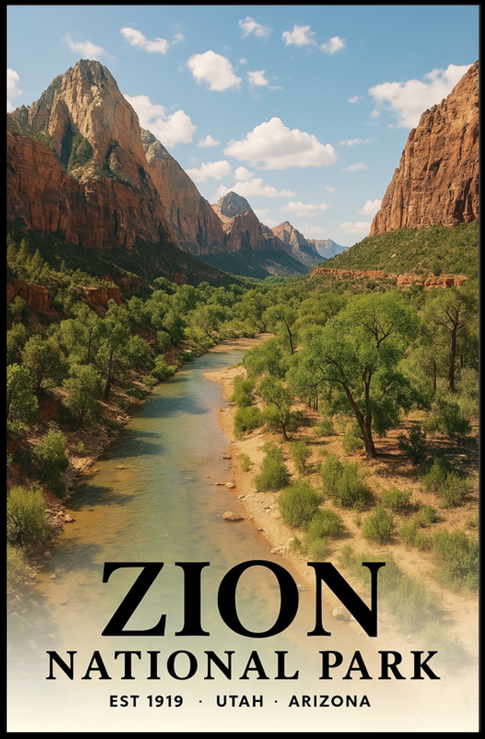 Zion National Park Scenic Travel Poster Print