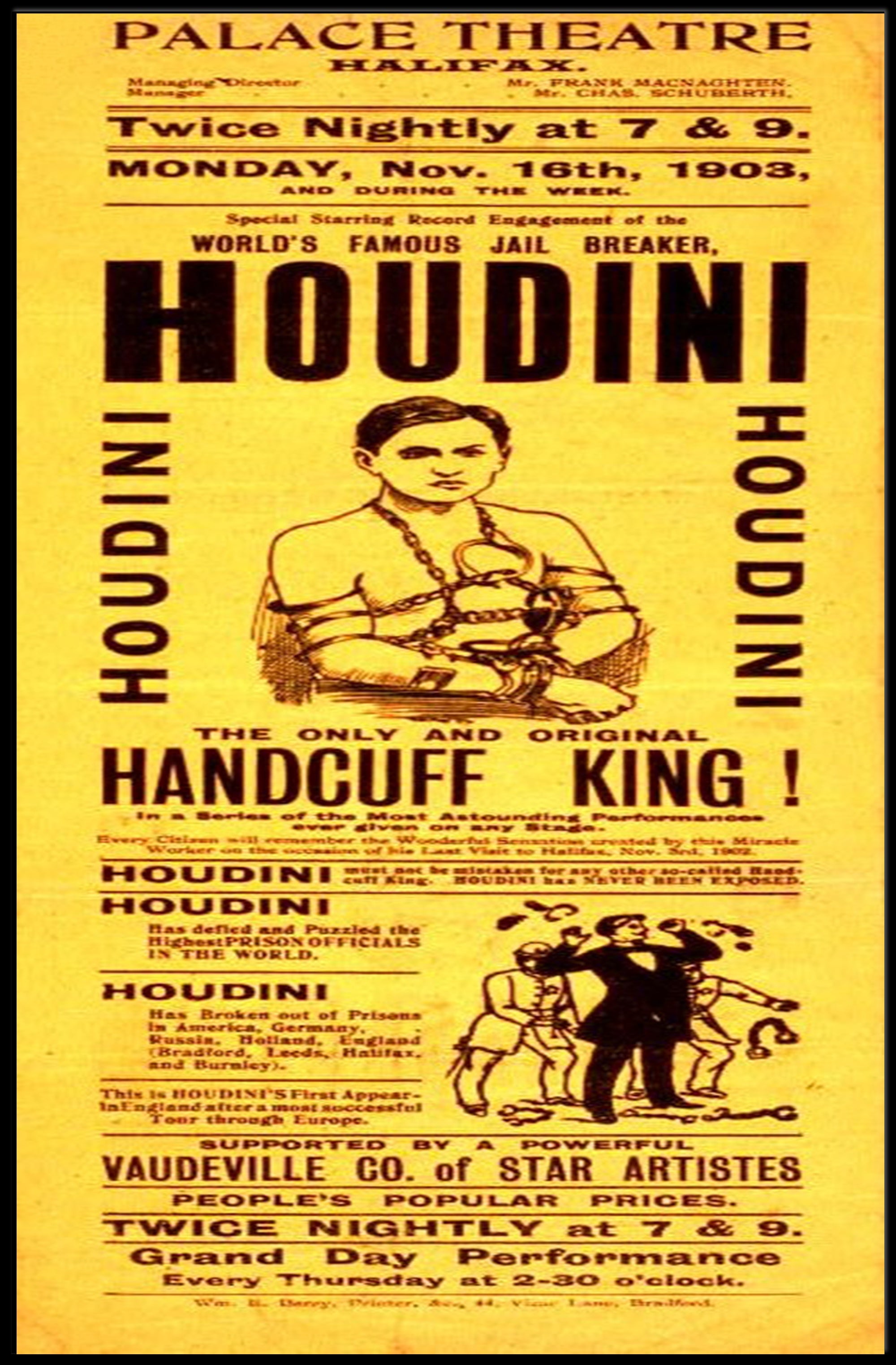 Houdini 1903 Escape Artist Spectacle Poster - Cultural or Heritage Poster