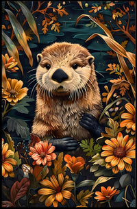Otter in Bloom Wall Art Print for Decor Lovers