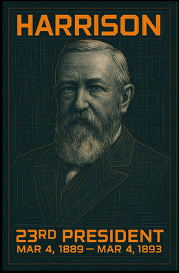 Benjamin Harrison 23rd President of the United States Techno Schematic Poster