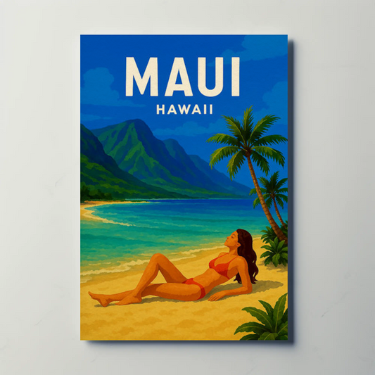 Maui Hawaii Woman Beach Relax Tropical Poster