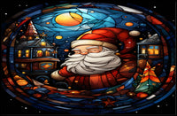 Festive Stained Glass Santa Poster
