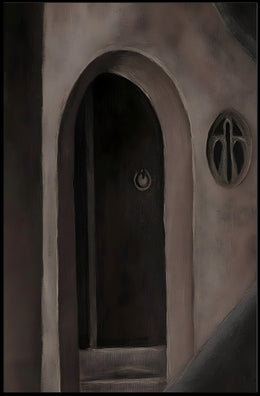 Mysterious Gothic Doorway with Abstract Symbol Artistic Poster PosterGoat