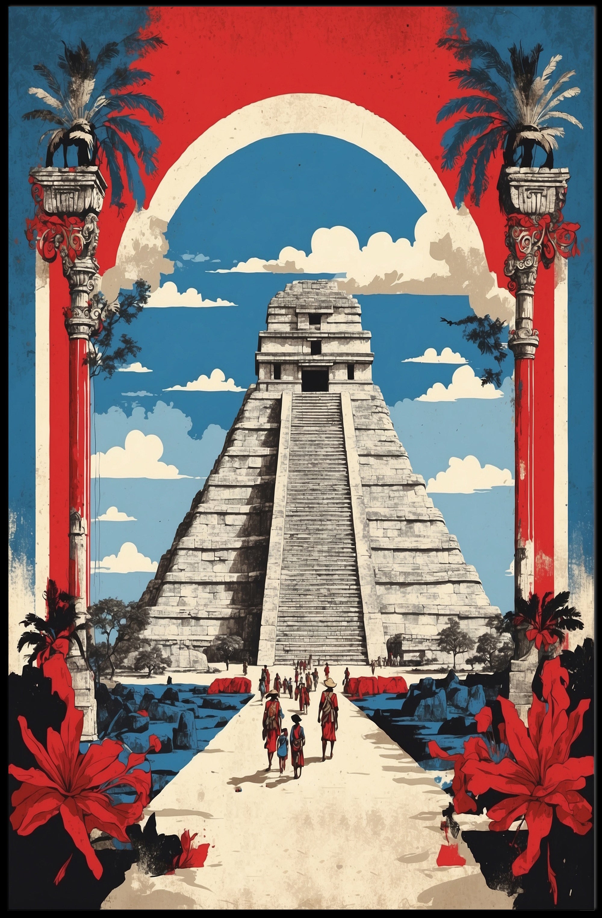 Ancient Mesoamerican Pyramid Cultural Heritage Poster