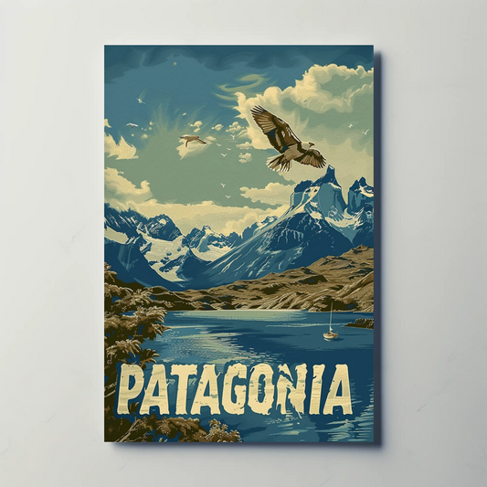 Patagonia Mountains and Condors Travel Poster