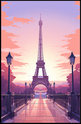 Eiffel Tower Sunset Art Print: Urban or Cityscape Poster
