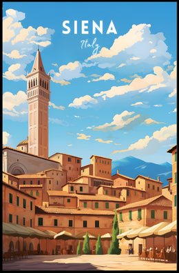 Siena Cityscape Art: Explore Tuscan Charm with Travel Poster