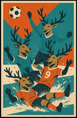 Soccer Celebration With Deer Poster