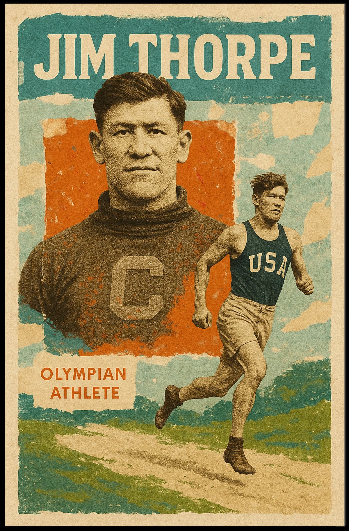Jim Thorpe Olympian Athlete Poster
