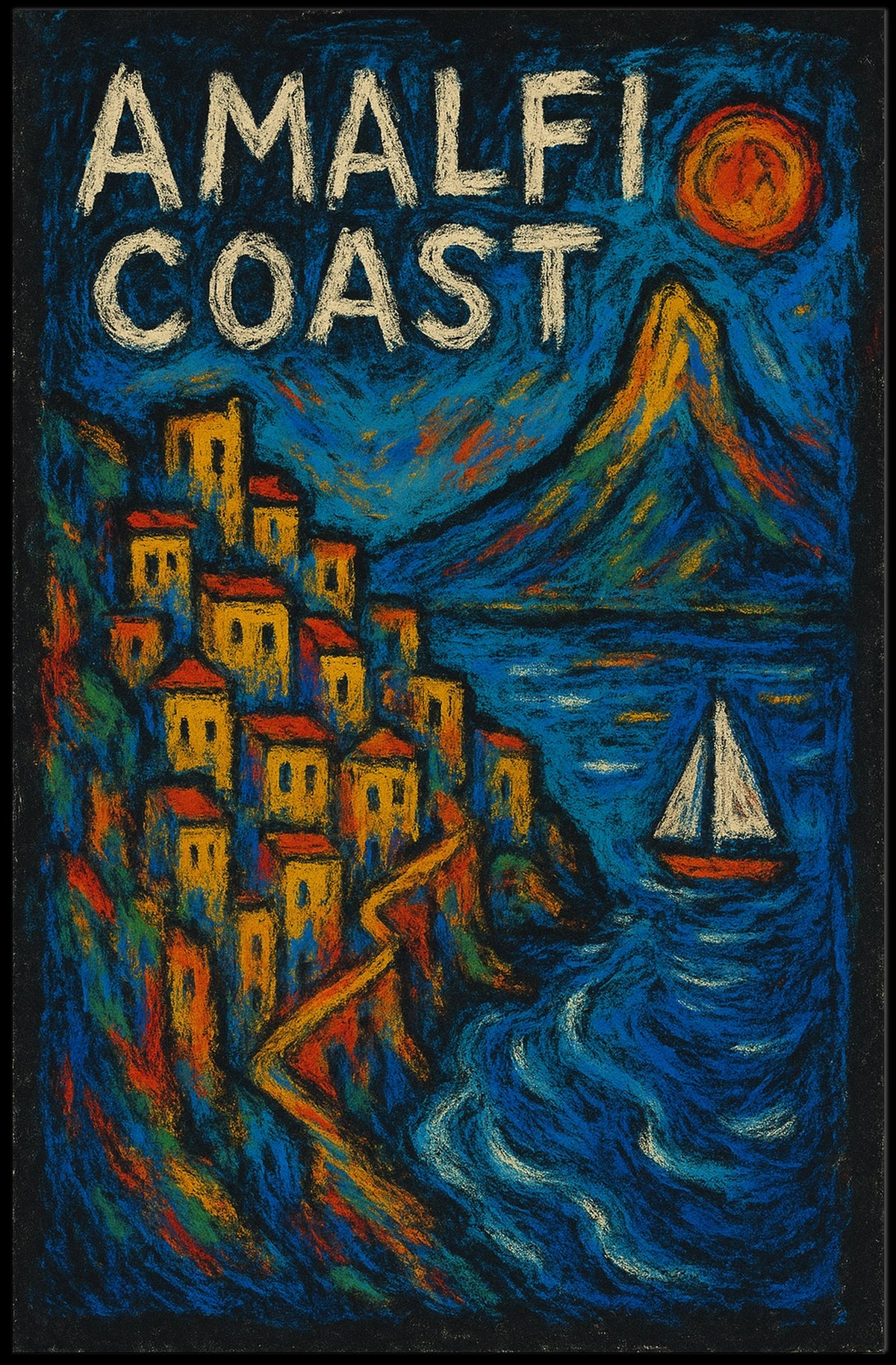 Amalfi Coast A Vibrant Escape Poster Wall Art 18x24