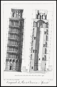 Architectural Diagram of a Leaning Tower Poster PosterGoat