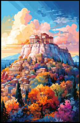 Acropolis Athens Illustration: Greek Heritage Cultural Poster