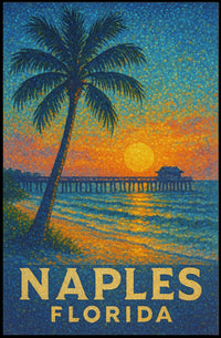 Naples Florida Sunset Poster Wall Art 18x24 Coastal Decor