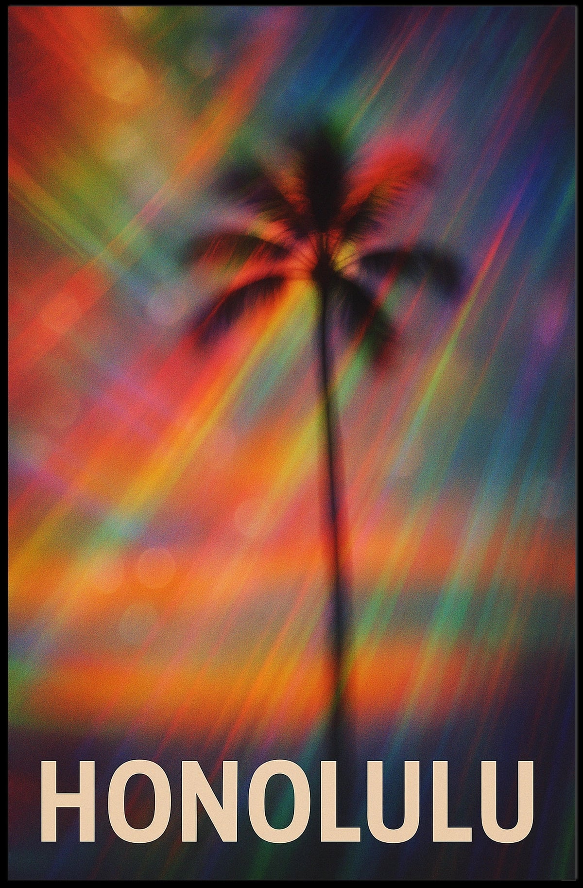 Vibrant Honolulu Skyline Digital Painting Poster