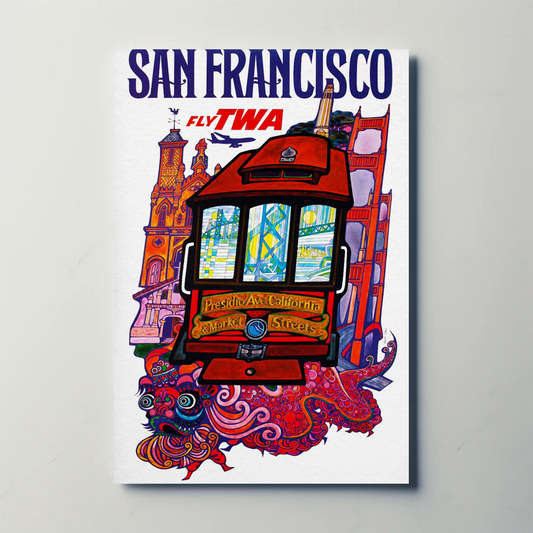 Fly TWA to San Francisco Travel Poster by David Klein