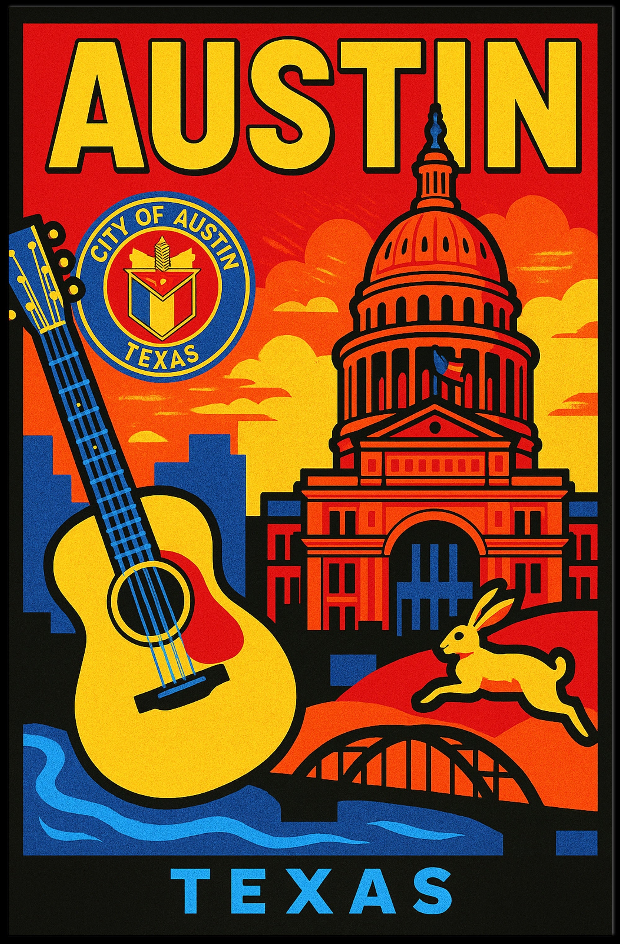 Vibrant Austin, Texas Poster PosterGoat