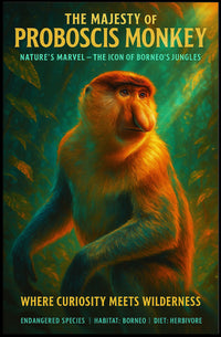 Proboscis Monkey Wonder: Educational Animal Art Poster