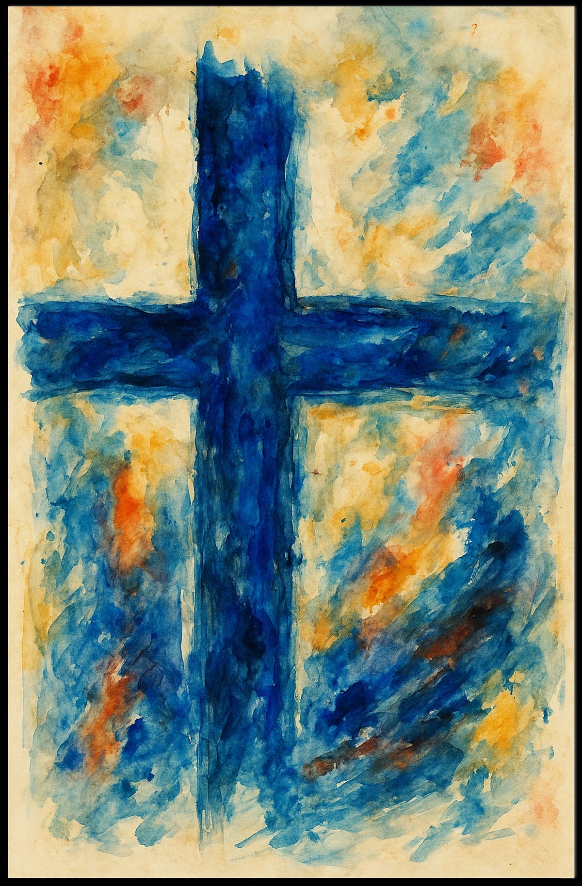 Abstract Cross In Watercolor Abstract Poster