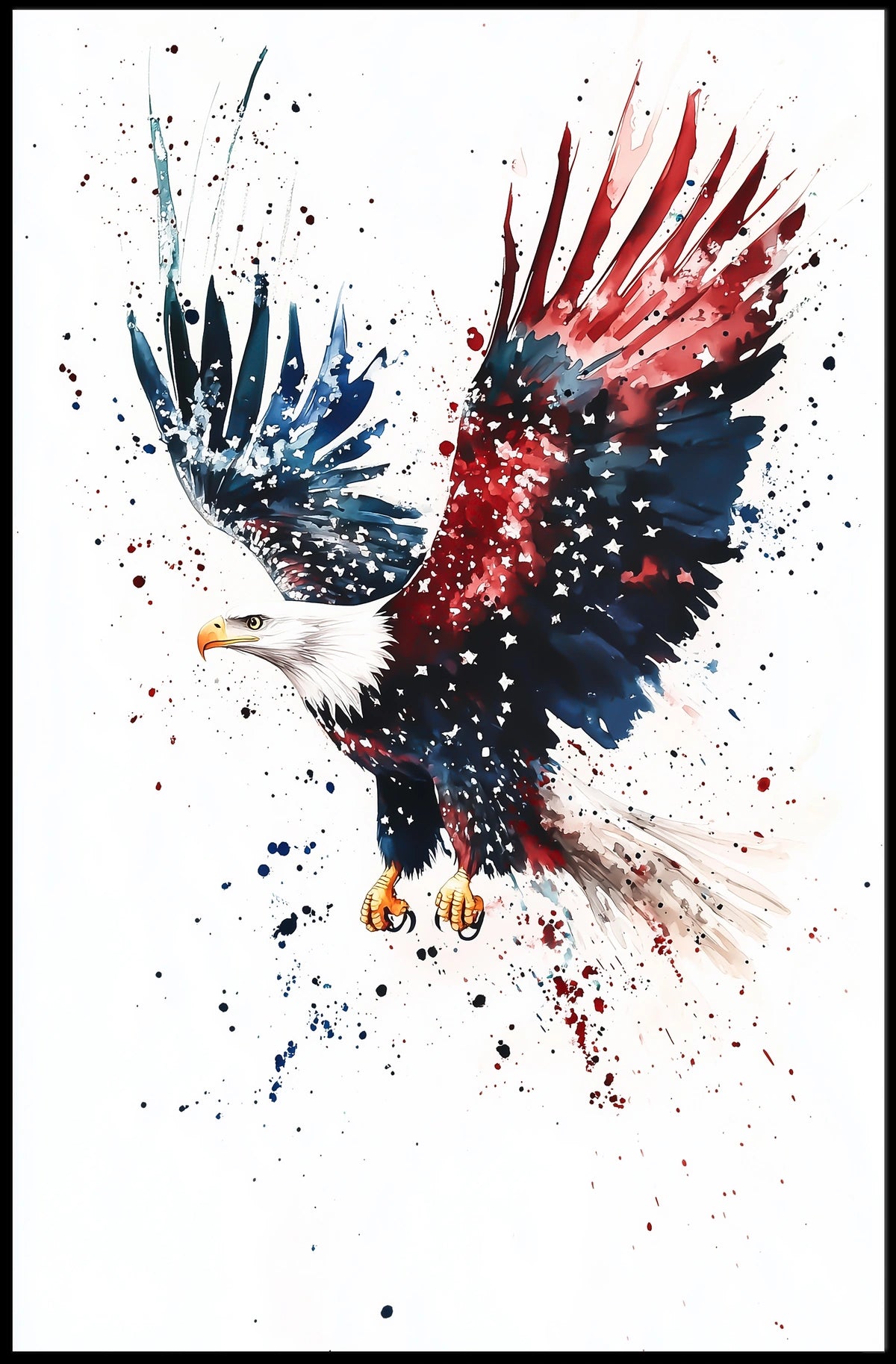 powerful bald eagle flying Poster