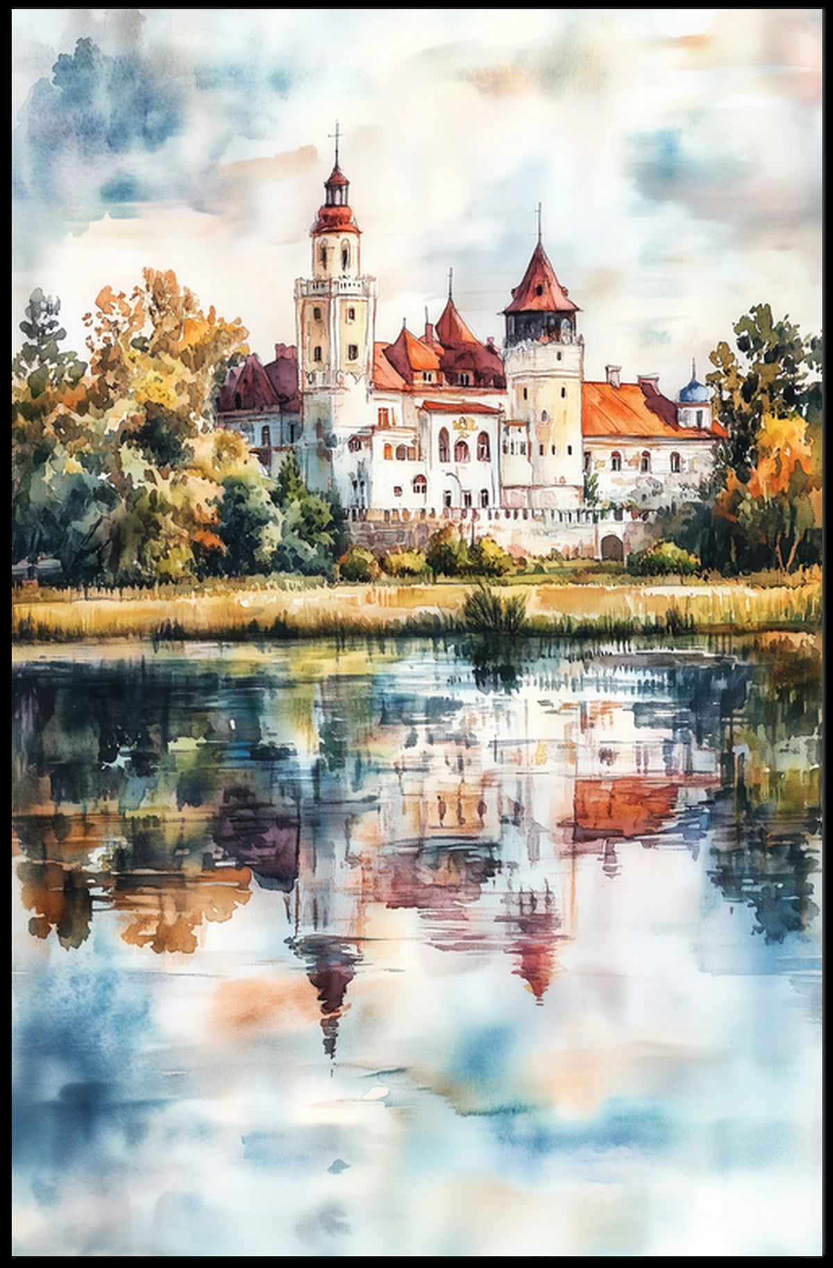 Belarus Mir Castle Reflection View Poster