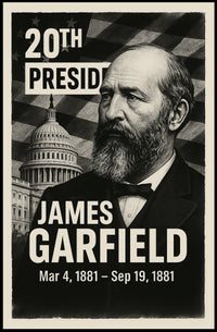James A. Garfield 20th President of the United States Digital Montaje Poster