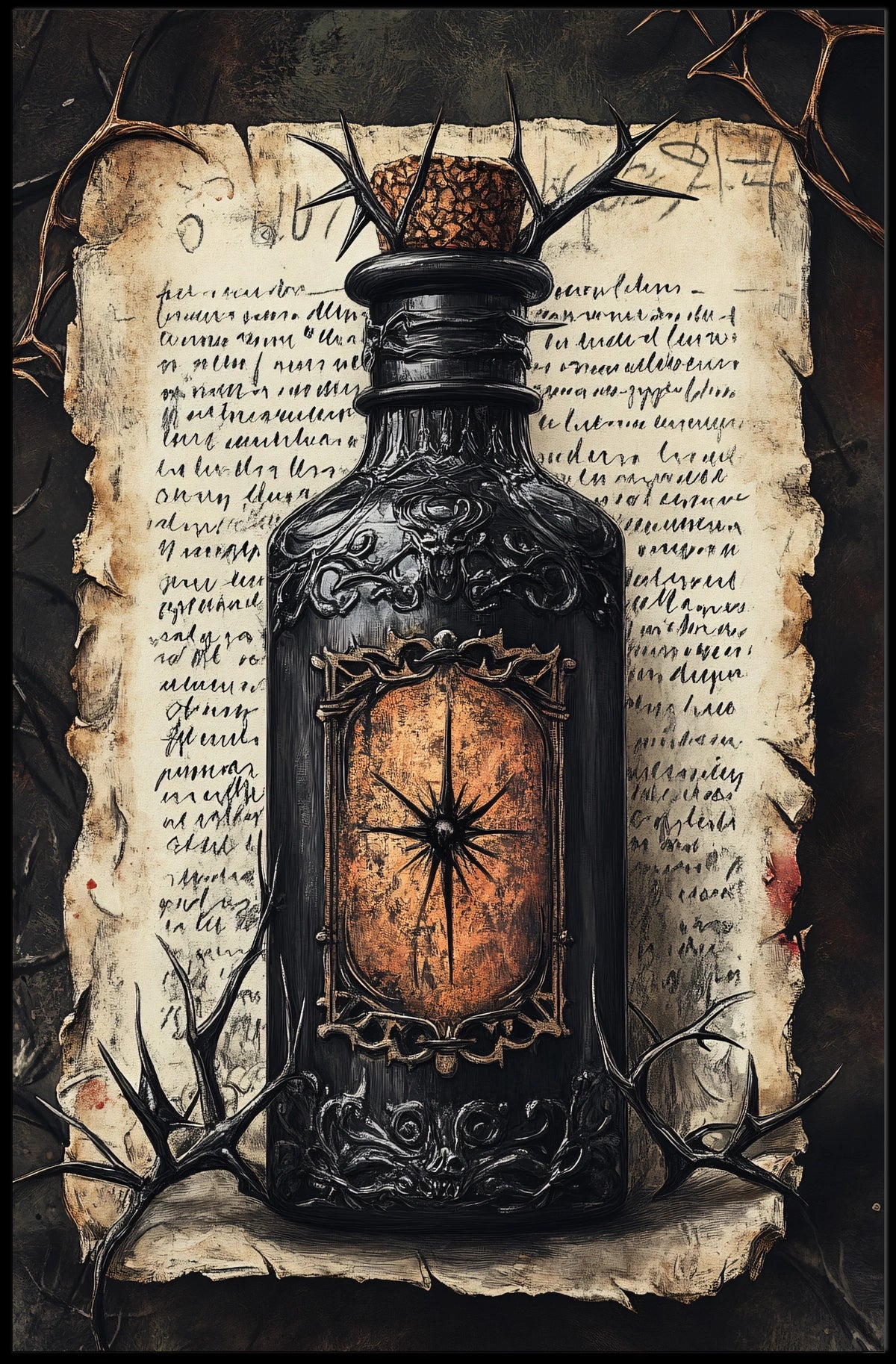 Ornate Vintage Bottle Victorian Gothic Period Heritage Poster