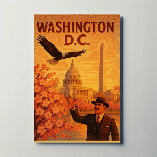Washington DC Cherry Blossoms Capitol Eagle Travel Poster
