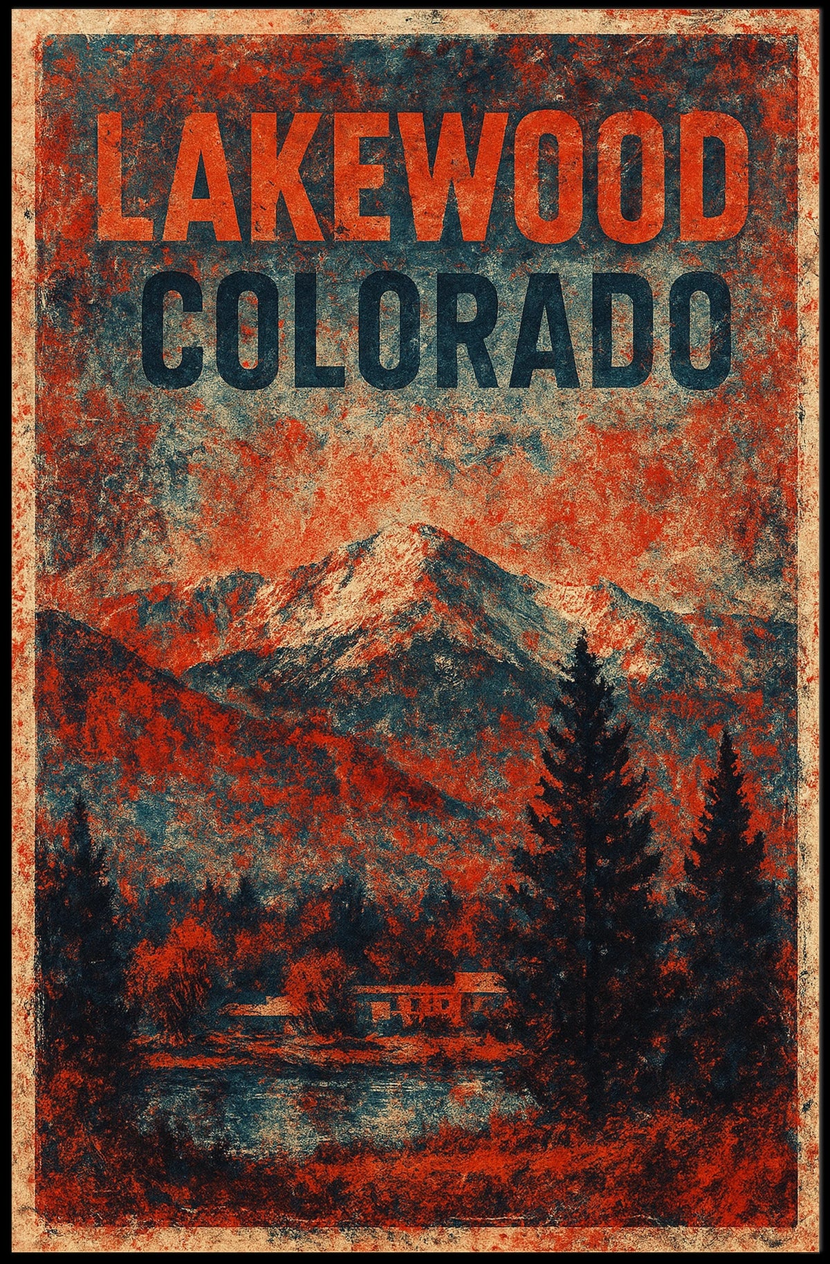 Lakewood Colorado Vintage Travel Art Deco Nostalgic Explorer Collector Home Decor Poster