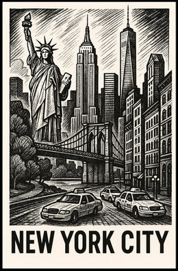 Iconic New York City Poster Black And White Wall Art NYC
