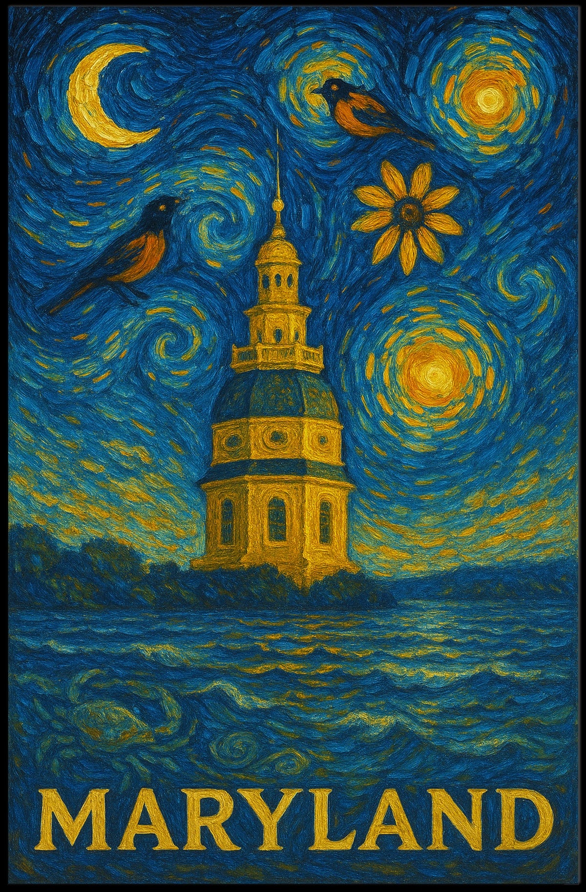Maryland State House Van Gogh Artistic Heritage Poster