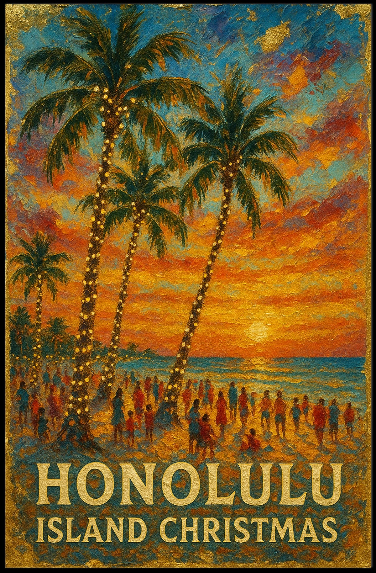 Honolulu Island Christmas Poster