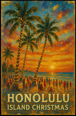 Honolulu Island Christmas Poster