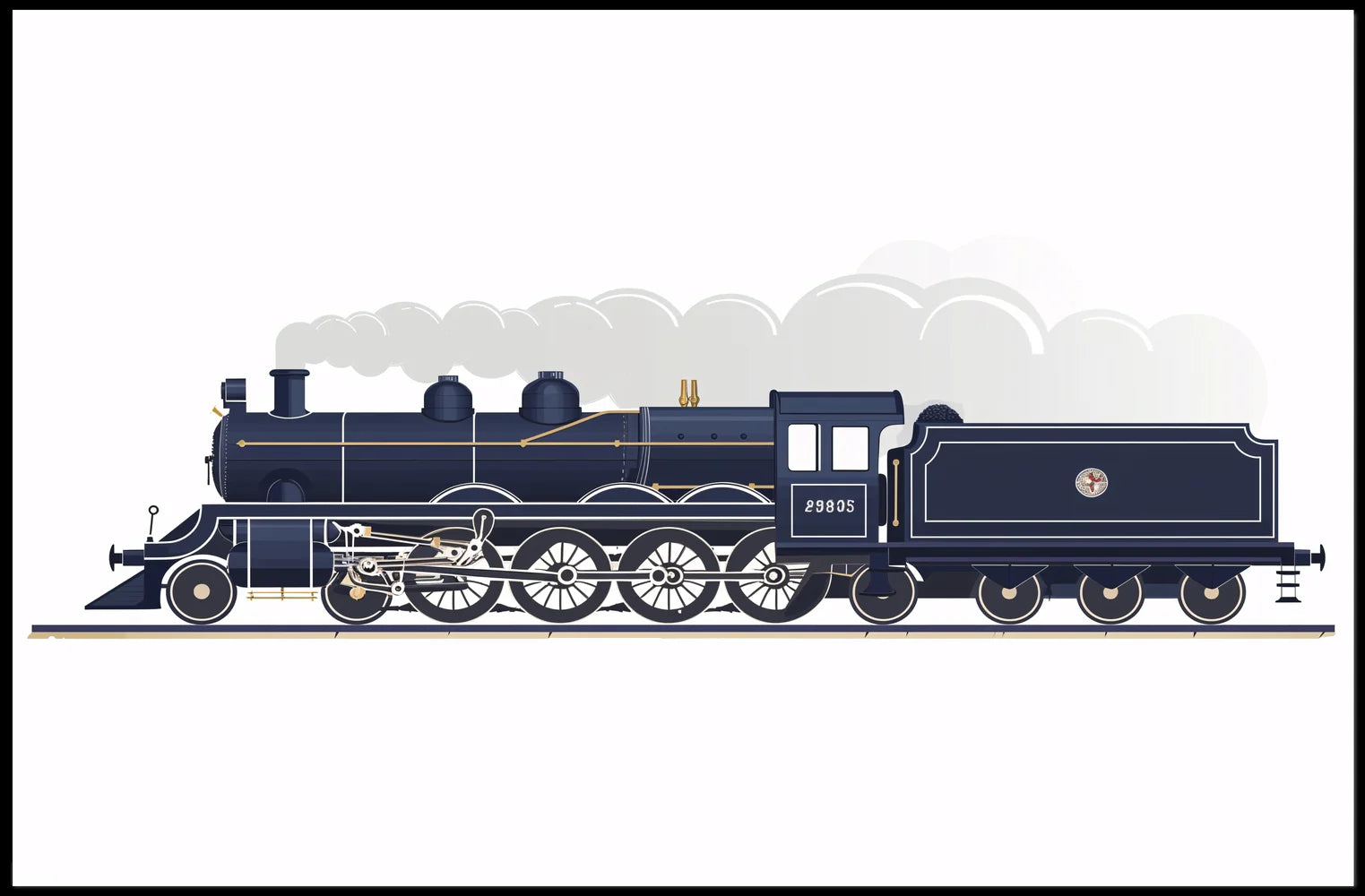 Vintage Steam Locomotive Poster: Classic Rail Elegance