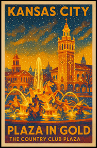 Kansas City Plaza In Gold Poster