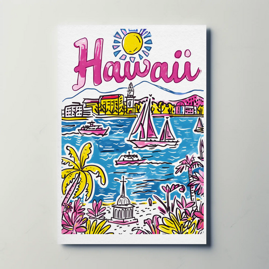 Hawaii USA Tropical Ocean Paradise Colorful Scenery Travel Poster
