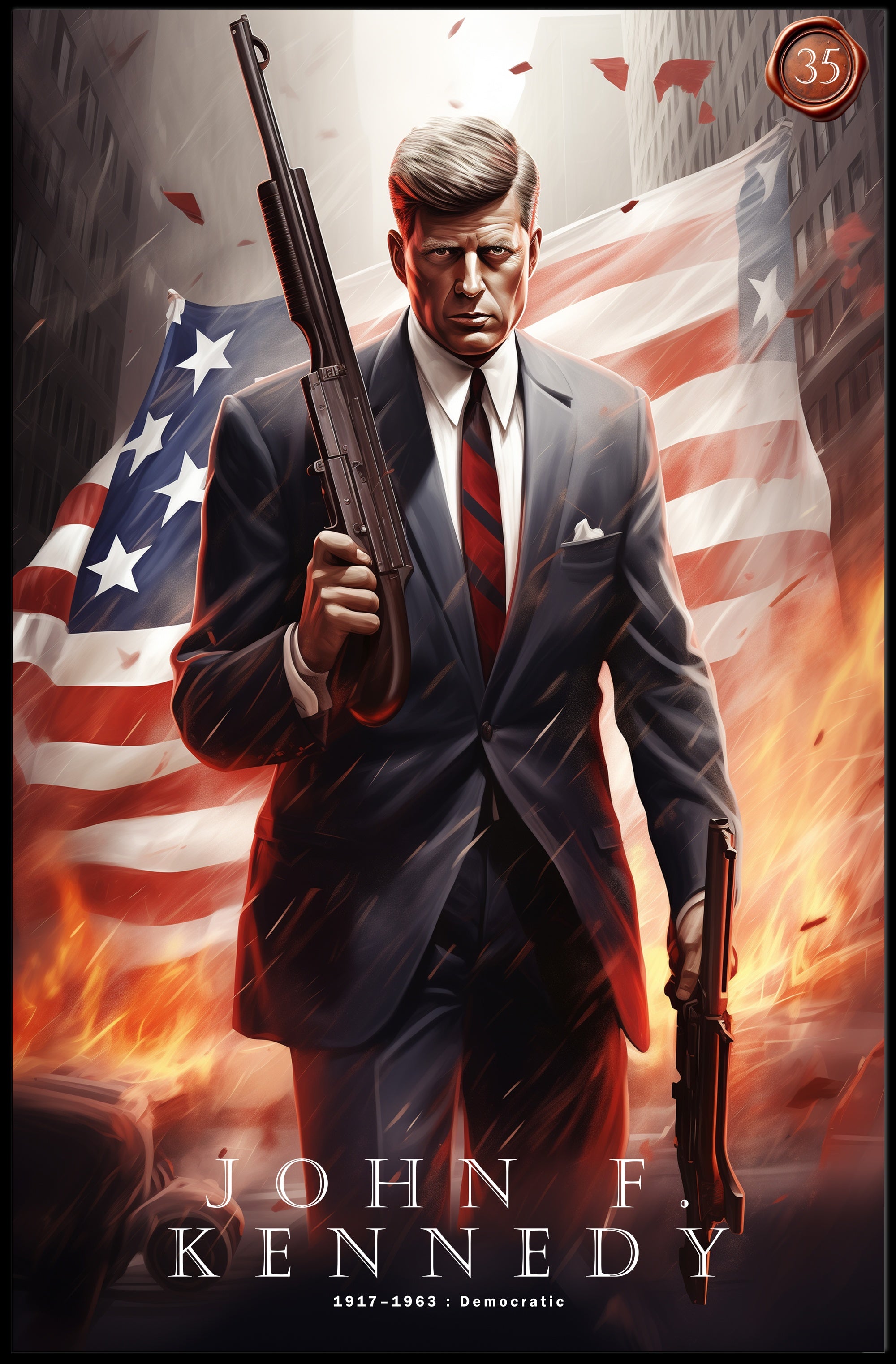 John F. Kennedy Illustrated Poster