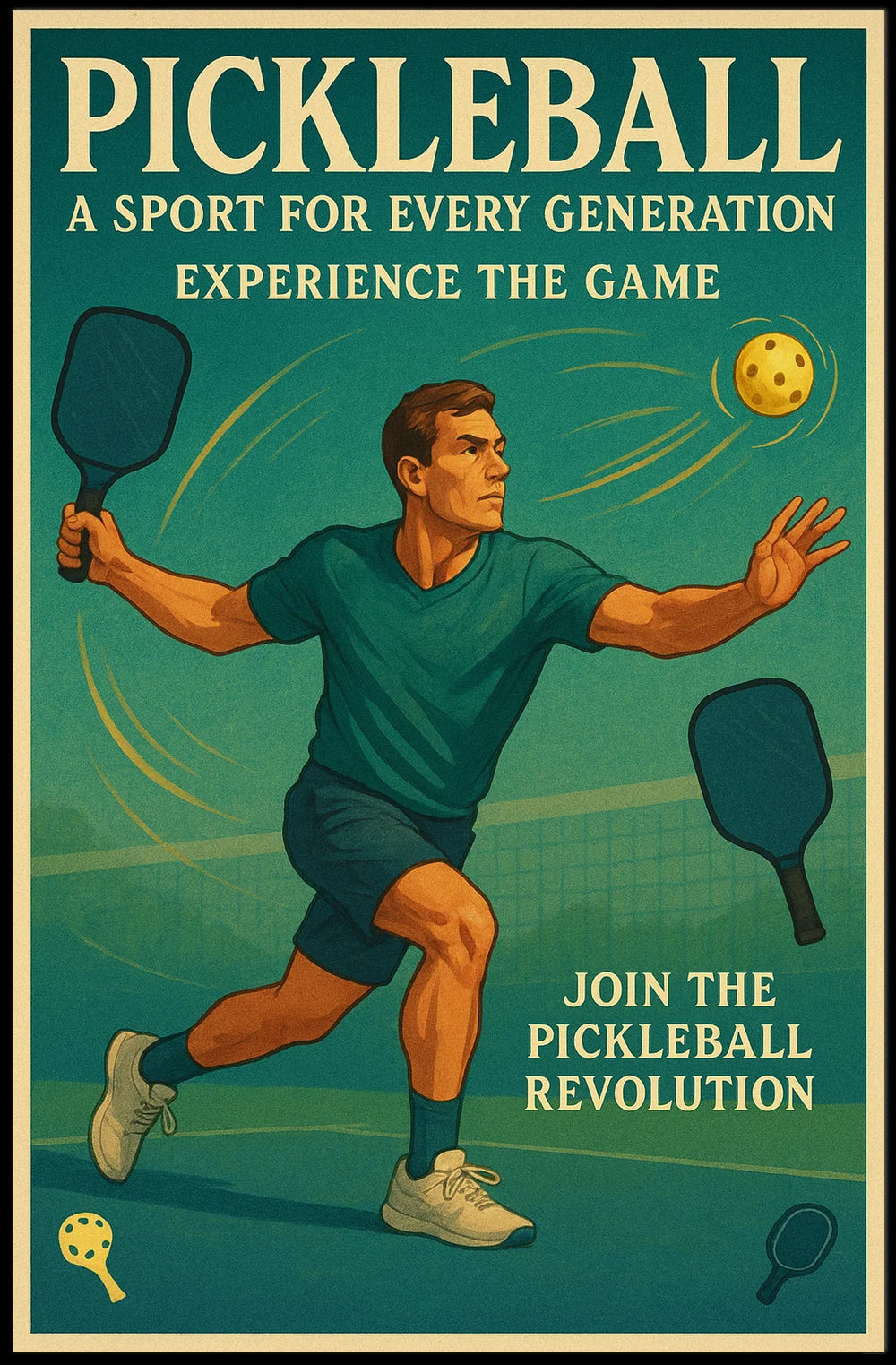 Pickleball Revolution Vintage Sports Poster PosterGoat