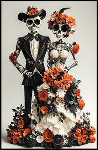 Day of the Dead Skeleton Wedding Art Poster - Cultural or Heritage Poster