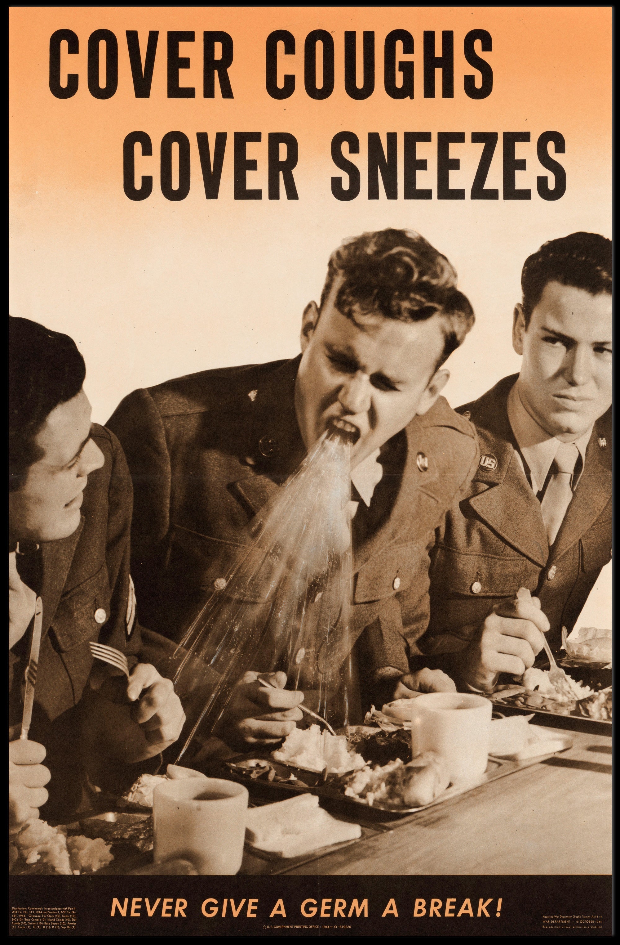 Cover Coughs and Sneezes WWII Propaganda Poster