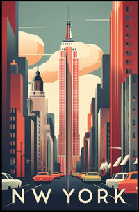 New York City Skyscraper Street Poster Vintage Wall Art